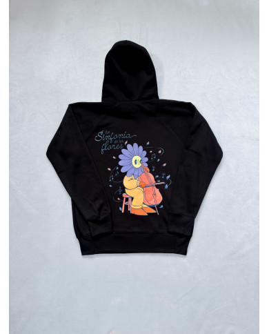 Hoodie negro flor violonchelo